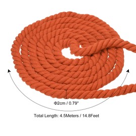 PATIKIL 15 Feet Tug of War Rope for Adults Teen, 3-Strand Natural Twisted Cotton Rope with Flag for Yard Game Team Building Activities, Orange
