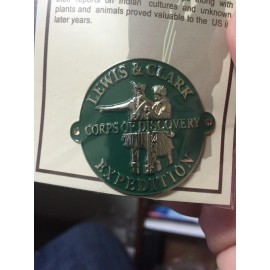 Green Lewis And Clark Hiking Medallion, Shield, NEW! Green