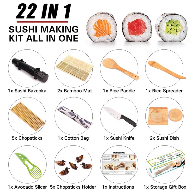 SmileTools Sushi Making Kit, 22pcs Roller Maker for Beginners With