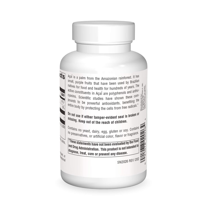 Source Naturals Acai Extract 500 Mg Capsule, 120 Count