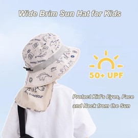 Uniyoung Baby Sun Hat with Detachable Neck Flap Toddler Kids UV Protection Beach Cap Adjustable Wide Brim Bucket Hat for Boys and Girls (UK, Age, 2 Years, 7 Years, Blue)