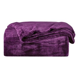BOURINA Flannel Blanket Throw Lightweight Cozy Plush Microfiber Solid Fleece Blanket,Throw 50"x60" Purple