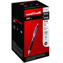 uni-ball 207 Retractable Gel Pens, Medium Point, 0.7mm, Blue, 36 Count, 1921064