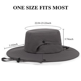 Wide Brim Sun Hats Waterproof Bucket Hat UV Protection Fishing Hat Summer Packable Fisherman Hat for Men and Women Dark Gray