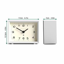NEWGATE® 'Henry' mantel clock - contemporary rectangular design-led clock in white, ideal for desks, tables, shelfs, and bedside