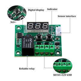 2pcs W1209 12V DC Digital Temperature Controller Board Micro Digital Thermostat -50-110°C Electronic Temperature Temp Control Module Switch