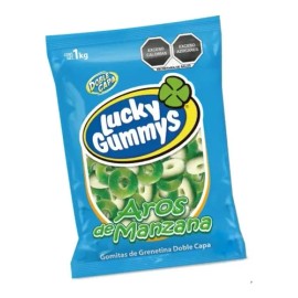 Gomitas Lucky Gummys Aros de Manzana 1 kg Sabor Intenso