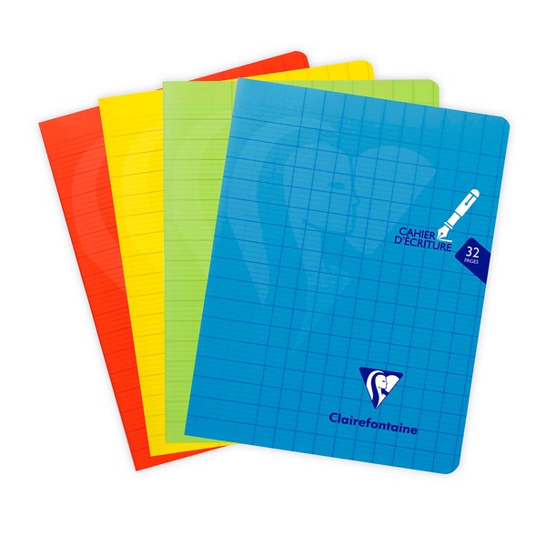Clairefontaine 303796C A Mimesys Stapled Writing Book - 17 x 22 cm - 32 Large Squared Pages - 3 mm - 12/12 - White Paper 90 g - Polypropylene Cover - Random Colour