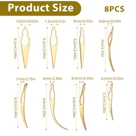 Lusofie 8Pcs Locking Tool for Locs, Sisterlock Retighten Tool Metal Loc Tool Hair Tightening Loc Accessories for Hair Repair Dreadlock Extensions Styling(Gold)