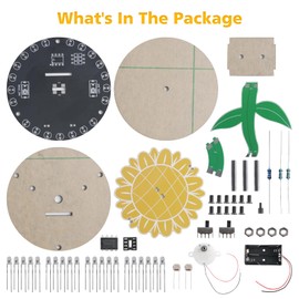 Sunflower Soldering Project, ICSTATION Light Chasing Sunflower Soldering Practice Kit With RGB LED Flashing Lights DIY Rotating Sunflower Electronic Kit for Teenagers School Students Education