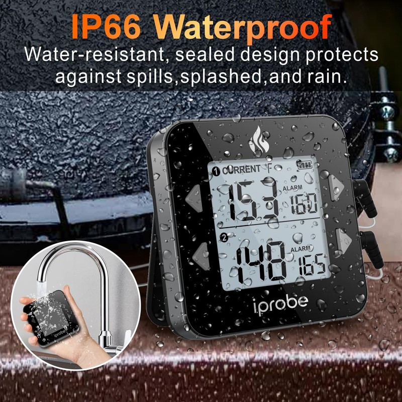 iProbe Dual Probe Rechargeable & Waterproof Digital Meat Thermometer for