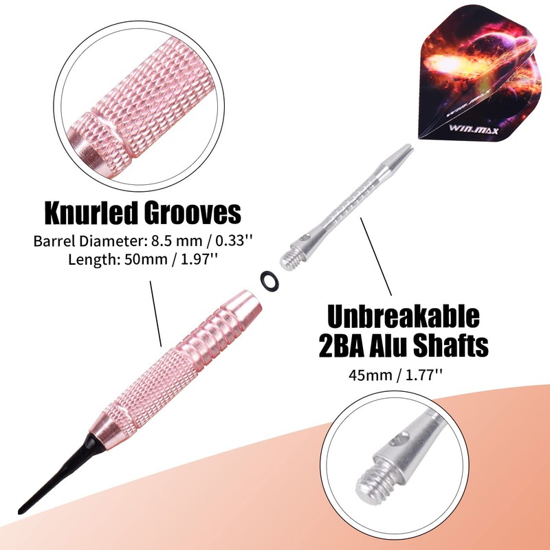 WIN.MAX Darts Plastic Tip - Soft Tip Darts Set -