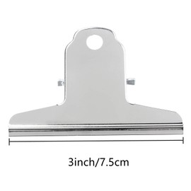 XMHF 3inch Large Bulldog Clip, Silver Stainless Steel File Money Binder Clips Clamps/Metal Food Bag Paper Clips for Home Office School Paper Supplies 12Pack