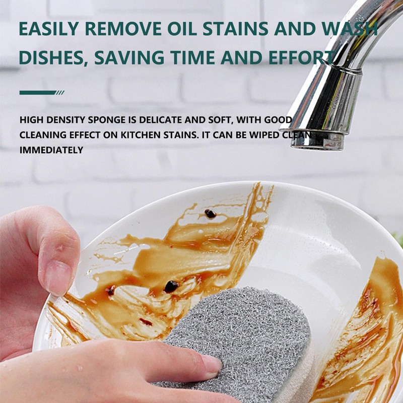 Taoluwin 5Pcs Kitchen Sponges, Dual-Sided Heavy Duty Scrub Sponges for
