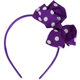 Motique Accessories Girls Polka Dot Bow Headband (Purple)