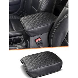 Savadicar Center Console Cover Compatible with 2018-2025 Jeep Wrangler JL JLU 4XE and Gladiator JT, Faux Leather Armrest Protector Pad for Enhanced Protection and Comfort, Interior Accessories, Black