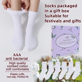 Corlap Women's Thin Above Ankle Socks - 6Pairs Cotton Casual Bootie Dress Crew Socks-Gift Box
