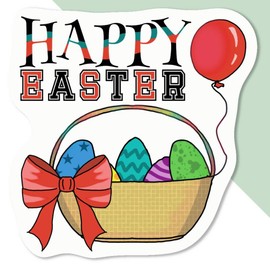 4 x Small 50mm 'Happy Easter' Permanent Sticker Decals for Cars/Windows/Bins/Walls etc (DW00106156)