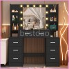 Yamissi Makeup Vanity Desk with Mirror & LED Lights Dressing