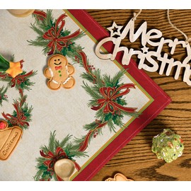 Artoid Mode Poinsettie Ribbon Flowers Christmas Tablecloth, Table Linen, Winter Kitchen Table Decoration, Indoor, Holiday, Party Decor, 100 x 100 cm