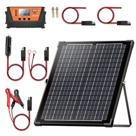 20W Solar Panel Kit with 20 Watts 12 Volt Monocrystalline Waterproof Solar Panel, 10A 12V/24V Solar Charge Controller, Solar Cables, U-Mounting Bracket, for Car Automotive Boat Marine RV Trailer