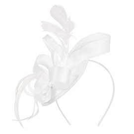Zando Ken-Tucky Derby Hats for Women 2025 White Fascinator Headband Ribbons Feathers Tea Party Hat Headpiece Wedding Church Cocktail 20s 50s Headpiece