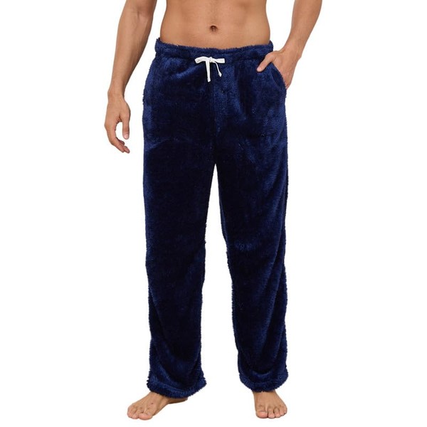 Vulcanodon Mens Plush Warm Pajama Pants, Fluffy Soft Fleece Sleep