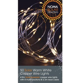 NOMA Solar Copper Wire Lights, 50 Warm White LED's, 4.9 m