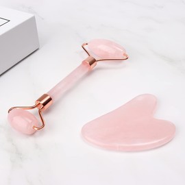 Jade Roller & Gua Sha Set, Face Roller Massage Tool for Face Eyes Neck Skin Care Routine, Face Beauty Skin Care Massager Tool Gifts for Women, Relieve Fine Lines