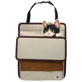 Bonform 7252-08BK Car Storage, FN Hyokkori Kitten, Light/Normal Car, 13.8 x 0.4 x 11.4 inches (35 x 1 x 29 cm), Black