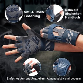 B-Forest Training Gloves Fitness Gloves Weight Lifting Gloves with Wrist Support for Men Women for Training, Exercise, Fitness (Blue, M)