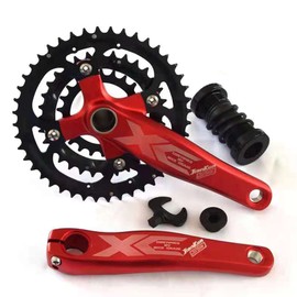shanmashi Andeshunk Crankset Red Mountain MTB Bike Crankset Hollow Integrated Chainring Crank Set Bicycle Chainring Sprocket Round Bolts for Road Cycling Crank