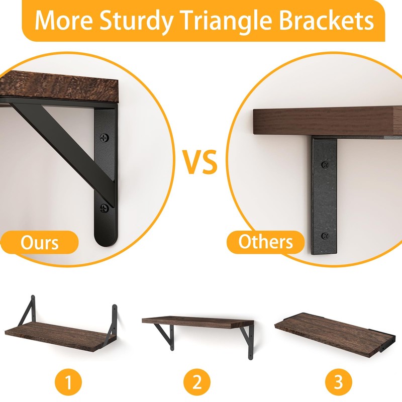 Fixwal Floating Shelves for Wall, Wood Wall Mounted Shelves for