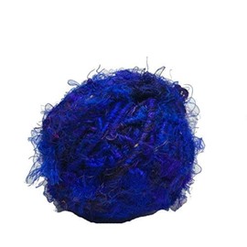 Knitsilk Ovillo de lana de seda reciclada de alta calidad de Sari, hilo de seda de morera, color azul, 100 gramos, 60 yardas, 1 ovillo