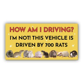 Magnetic Bumper Sticker How is My Driving I'm Not This Vehicle is Driven by 700 Rats Yellow Funny Magnet Bumper Sticker for Car Truck, Waterproof UV-Resistant Size 7.5x3.75in