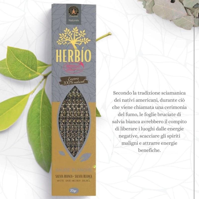 Fragrances & Sens - Natural White Sage Incense Sticks Herbio,