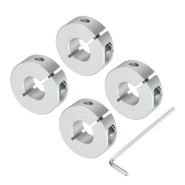 sourcing map Single Split Shaft Collar Set for 15mm Shaft, One-Piece 4pcs Clamping Collars 35mm OD, 12mm Thickness, Aluminum Alloy Clamp-On Collar with M5 Set Screws and a Wrench