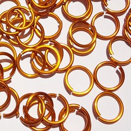 Orange Anodized Aluminum Jump Rings 100 3/8 16g Saw Cut