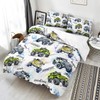 AILONEN Monster Trucks White Duvet Cover Set Queen Size, Tie