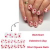 24Pcs Valentines Press on Nails Extra Short Square Fake Nails