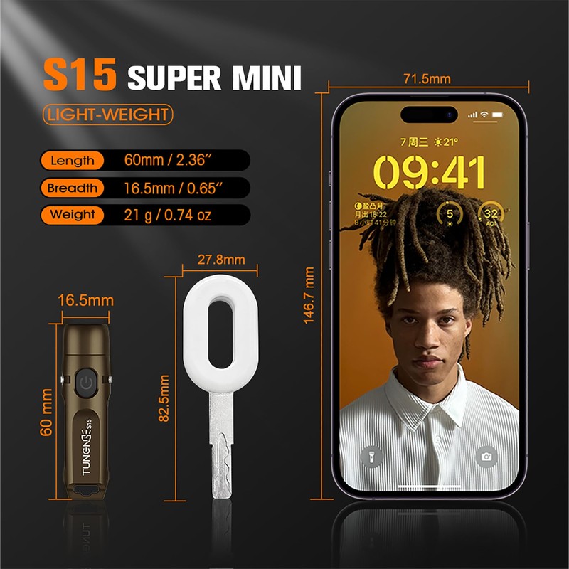 S15 Rechargeable Keychain Flashlight & Magnet,650 Lm EDC Pocket Light