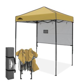 EAGLE PEAK Instant Pop Up Canopy with Adjustable Sun Wall 6x4, Straight Lightweight Compact Portable Tent with Carry Bag, Beige