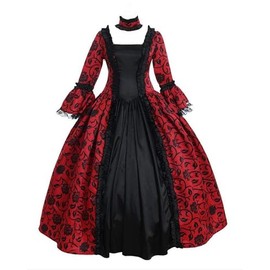 Abaowedding Women's Victorian Rococo Dress Inspiration Maiden Costume Vintage Dress XXXL Red