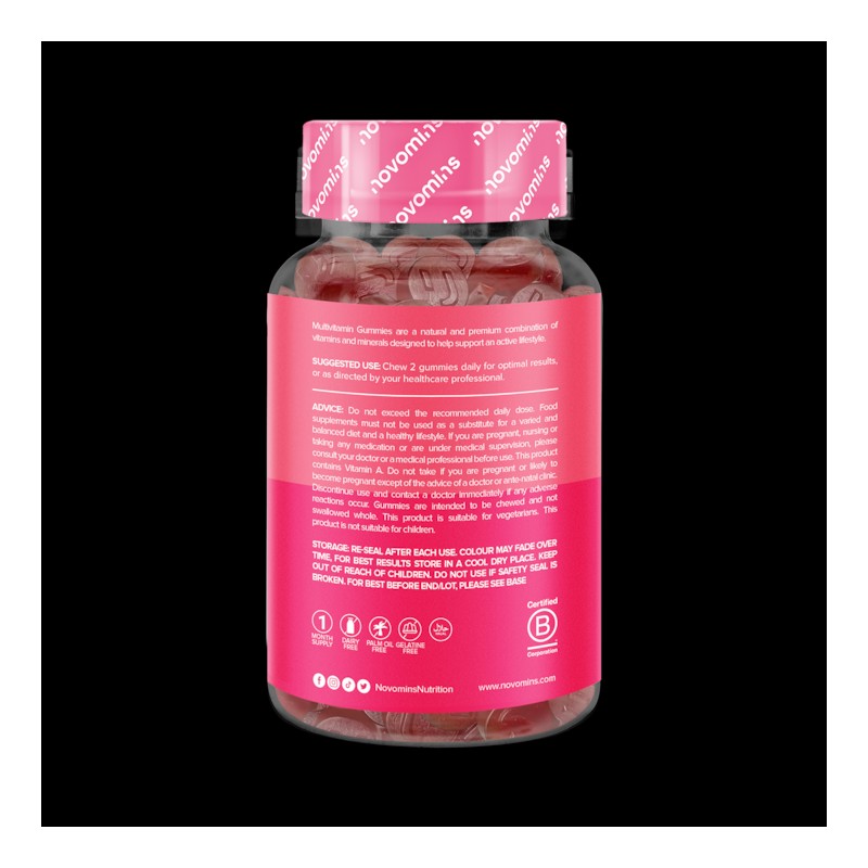 Novomins Multivitamin Peach Flavour 60 Gummies 30 Days Supply