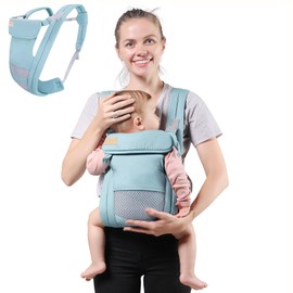 Cangurera para Bebe, Fular Ergonómico para Bebés de 0 a 36 Meses(Hasta 20 kg), Mochila Portabebés, Proteger la Cabeza, Portabebés de Algodón Ligero y Transpirable Ajustable