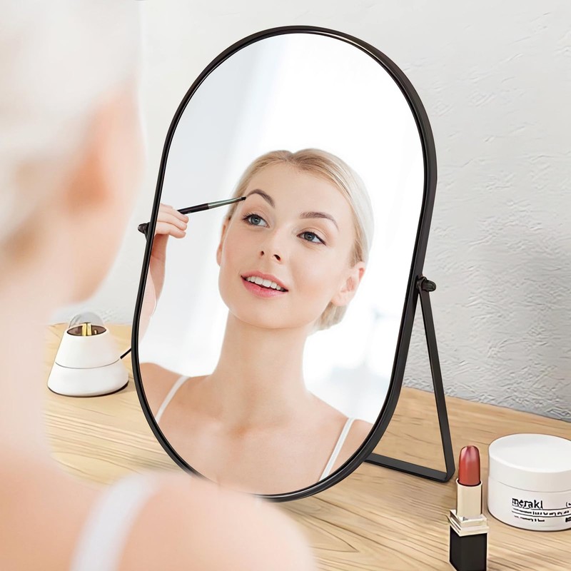 Numjeg - Espejo de maquillaje portátil con marco de metal,