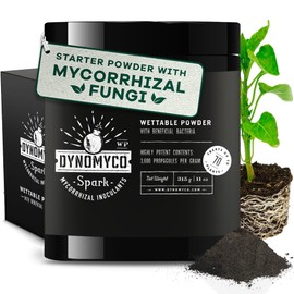 DYNOMYCO Spark WP Mycorrhizal Fungi, 11oz Wettable Powder – 3-In-1 Root Enhancer Amplifies Nutrient Uptake & Yield – Treats 70Plants, Indoor/Outdoor Bio-Stimulant – Dissolves Fast in Seed Starter Soil