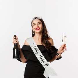 30th Birthday Sash and Tiara, Finally 30 Birthday Rhinestone Crown Birthday Gift for Girls 30th birthday decorations Silver