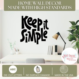Keep It Simple Inspirational Quotes School Wall Decals - Quote Decals for Wall - Die-Cut Vinyl Wall Art for Positivity - Decals for Classroom