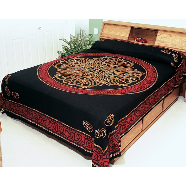 India Arts Beautiful Celtic Circular Knot Print Tapestry-Bedspread-Coverlet-Queen